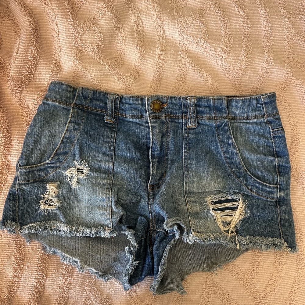 Boom Boom Jeans Blue Distressed Jean Shorts